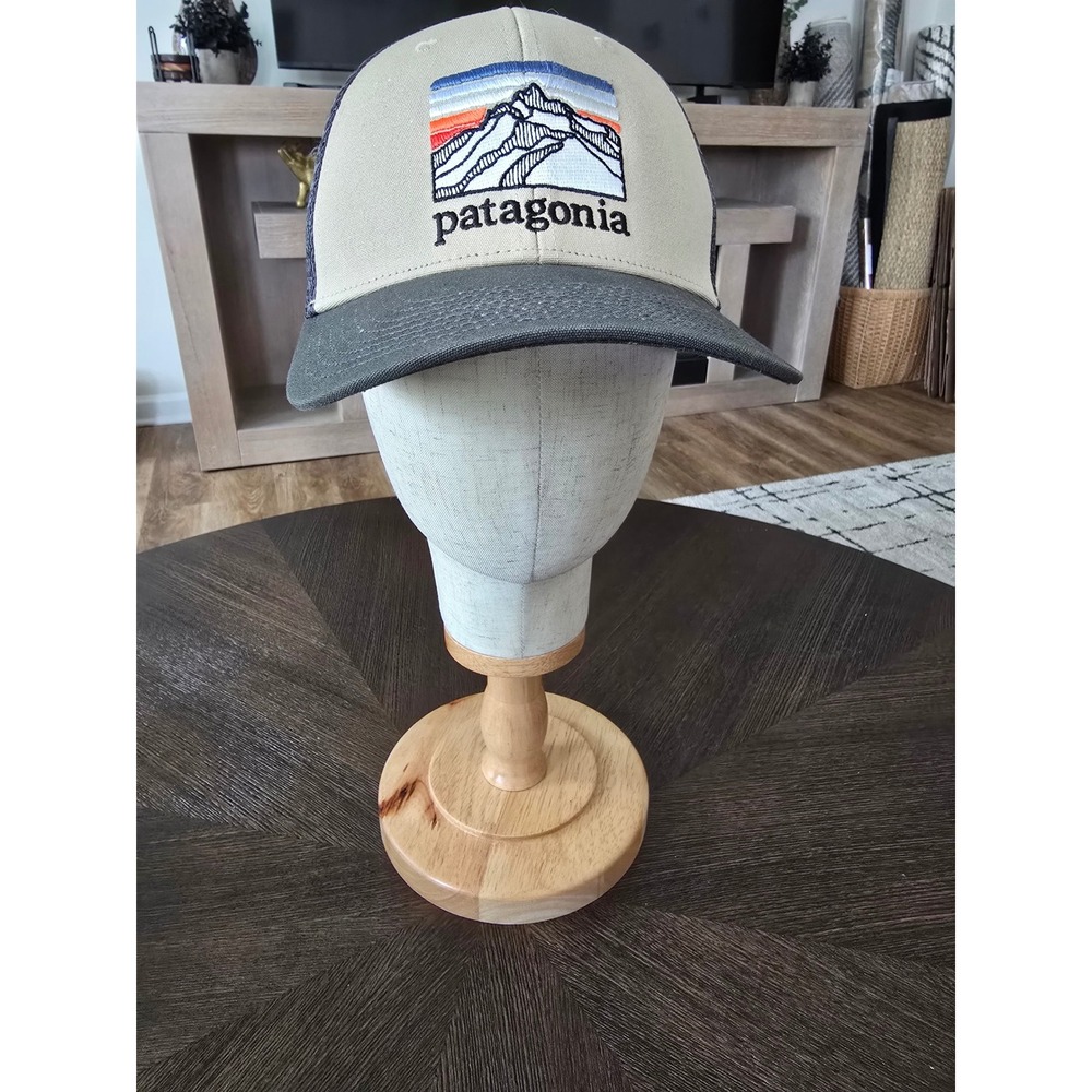 Patagonia Fitz Roy Horizons Trucker Hat Forge Grey Tan Mesh Snapback Cap Mens